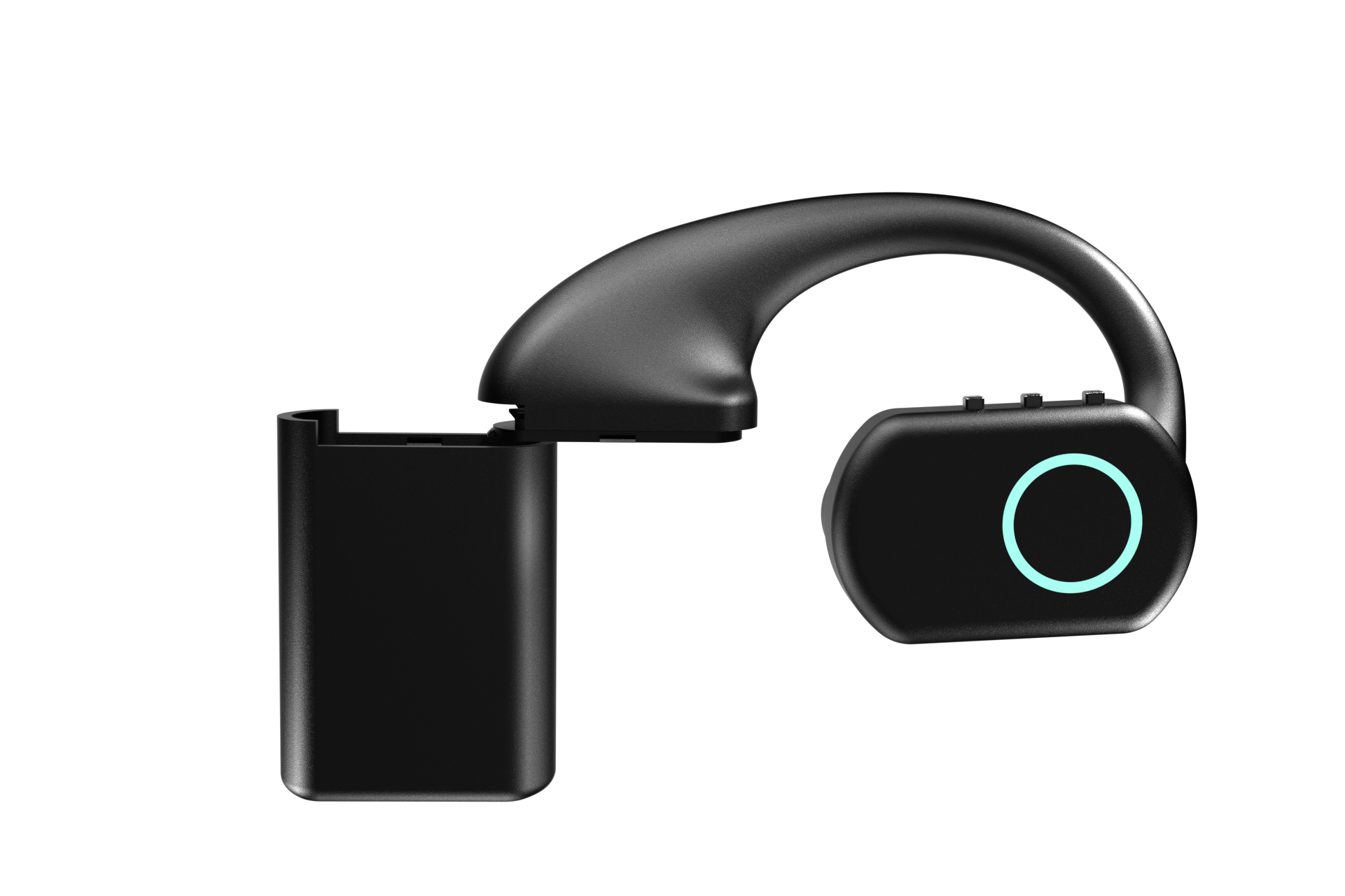 QuickComm Earpiece beside a spare battery pack